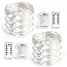 CYLAPEX 2 Set String Lights 8 Mode 50LED Battery Operated Fairy Lights 16.4FT Copper Wire Waterproof Twinkle Firefly Lights with Remote for Wedding Christmas Décor Party Indoor Outdoor Cool White