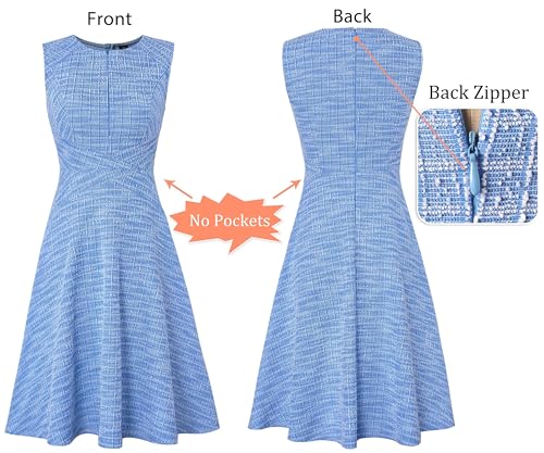 Image of VFSHOW Womens Front Zipper Work Business A-Line Dress Elegant Professional Office Career Church Fit and Flare Skater Dresses