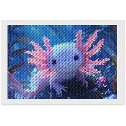 Nestaura Salamander Axolotls Diamond Painting Kit,5D DIY Diamond Art with Round Diamonds for Home Wall Decor and Gifts 8"x12" Cover