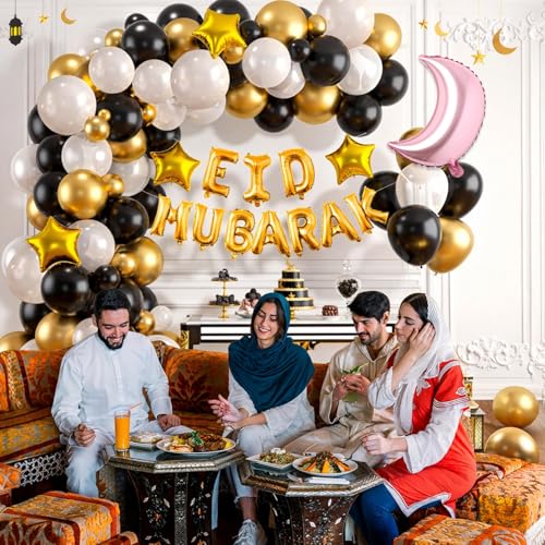 Image of Rozi Decoration Eid Mubarak Foil Balloons Decoration Combo Set of 68 Pcs Iftar Party Decorations | Ramadan Kareem Decoration Items | Eid Mubarak Decoration Set