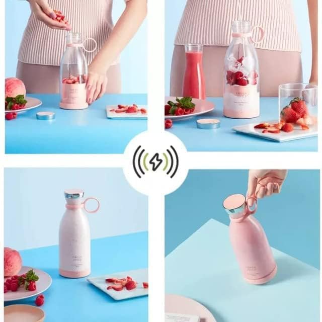 Image of Portable Electric Juicer Blender Bottle 350ml USB Rechargeable Mini Fruit Blender Smoothie Maker with Stainless Steel Blades for Travel, Gym & Kitchen(1 PCS -MULTICOLOUR) (Bottle Juicer)