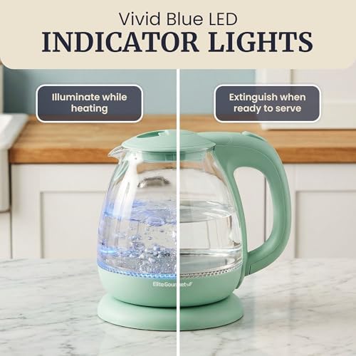 Elite Gourmet 1L Glass Electric Water Kettle - Thumbnail 3