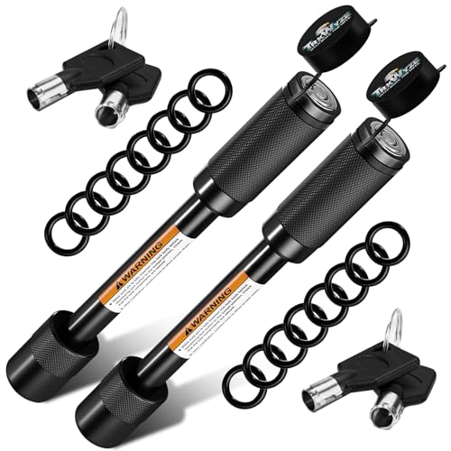 TrkWyze 2-Pack Keyed Alike Hitch Pin Lock, Push-to-Lock, 3-1/2" Usable