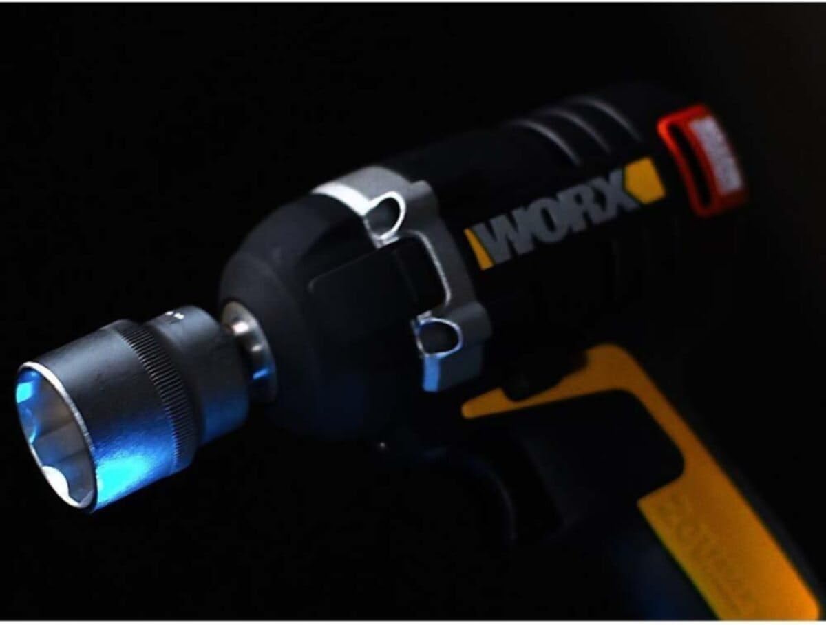 Close-up of WORX WX279.9 Impact Wrench with LED light on