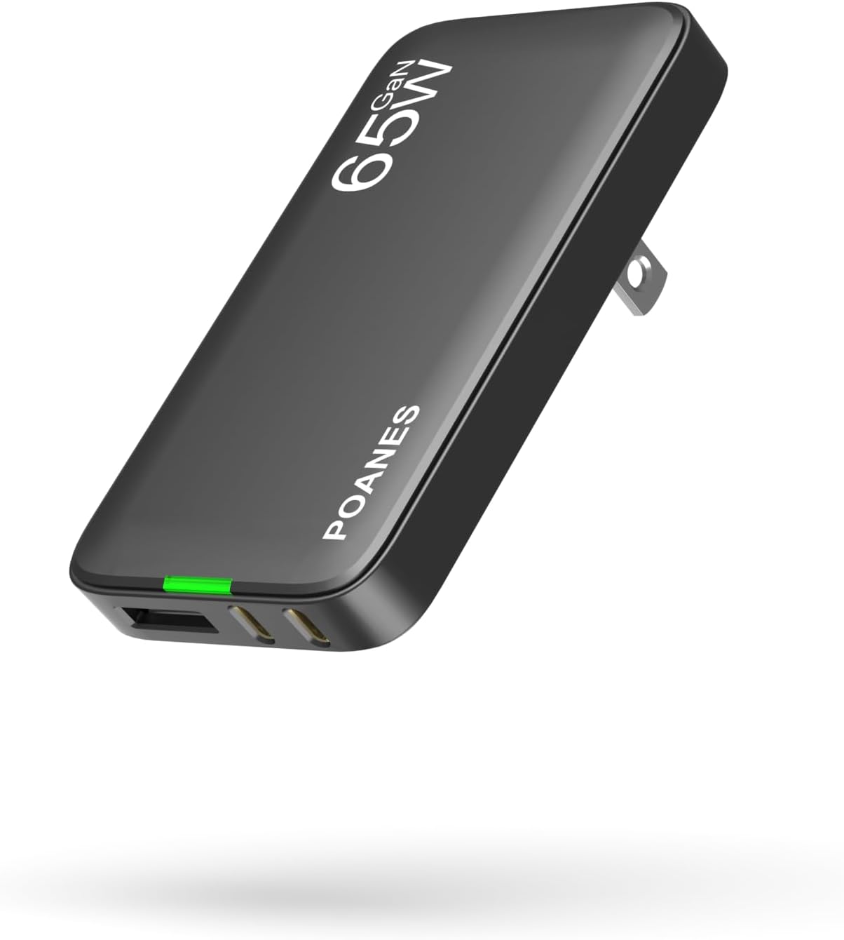 65W Flat USB Wall Charger, 3 Port USB Wall Charger with Type C and A, Ultra-Slim GaN Block PD3.0&PPS, Foldable Plug for Travel for iPhone 15, Samsung, Tablets and More