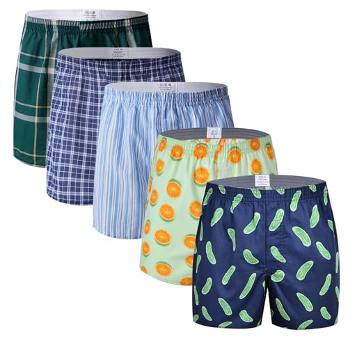 Boxers for Men Pack Woven Relaxed Fit Big Tartan Moisture Wicking Assorted Color Value Multipacks
