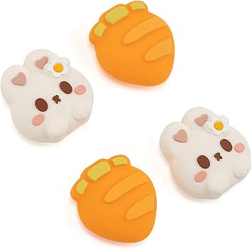 GeekShare Cute Silicone Halloween Joycon Thumb Grip Caps, Joystick Cover Compatible with Nintendo Switch / OLED / Switch Lite,4PCS -- Rabbit & Carrot