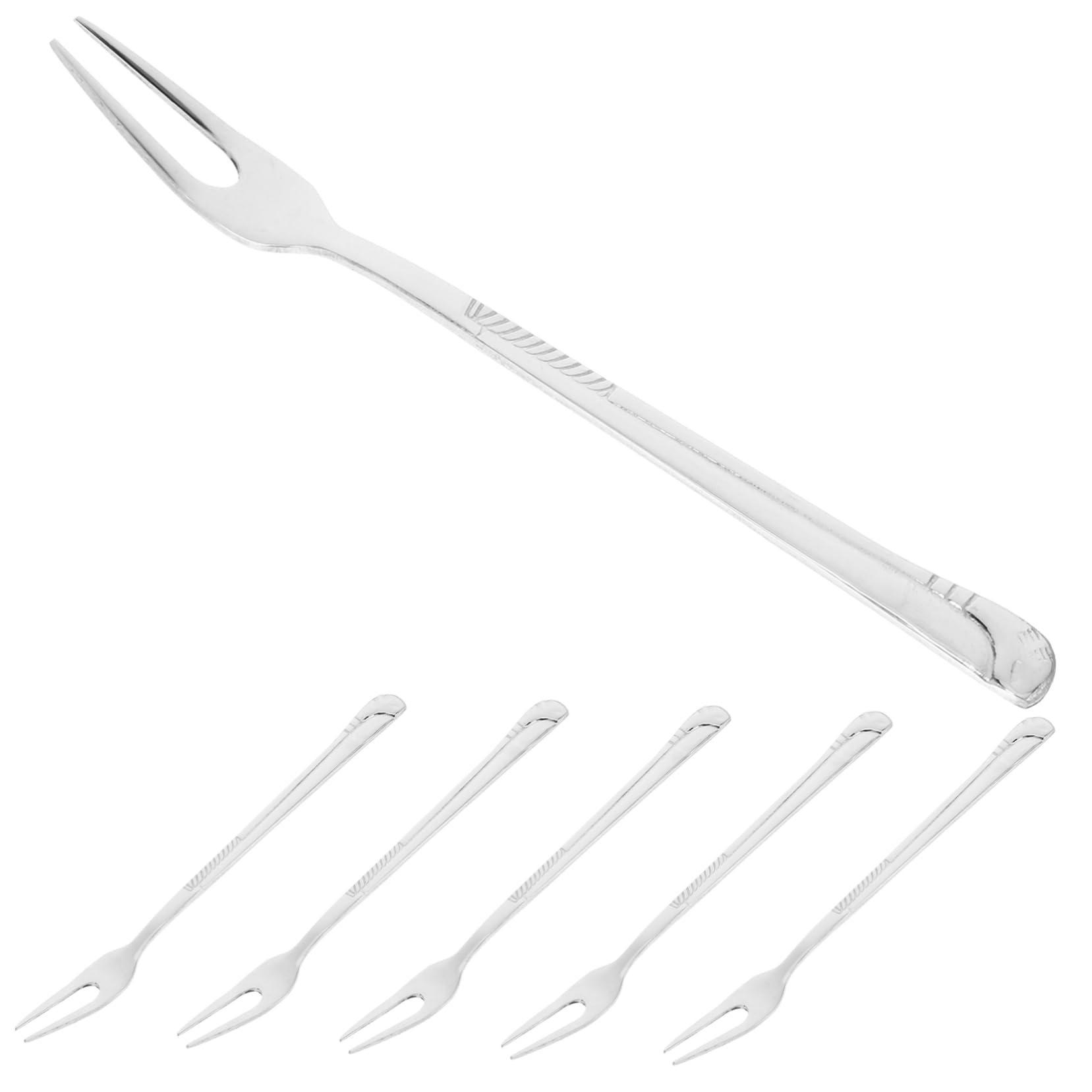 FUNOMOCYA 6pcs Stainless Steel Fruit Fork Appetizer Crab Tea Fork Cocktail Crab Tasting Forks Dinner Fork Olive Fork Seafood Fork Cocktail Fork Portable Forks Silver 304 Stainless Steel