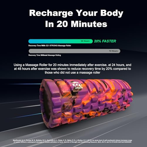 321 Strong Foam Roller - Medium Density Deep Tissue Massager - Muscle Massage + Myofascial Trigger Point Release - Includes 4K eBook - Sunrise - Thumbnail 4