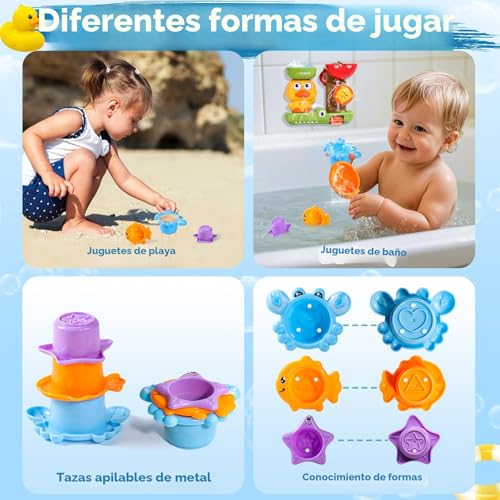Miniatura 5 de Juguetes Niños 1 Año, Juguete Bebes 6-12 Meses, Juguetes Bañera Bebe, Baño Bebe, Regalo Bebe 1 2 Año, 1 Cuchara 3 Tazas Apilables De Animales, Juego Niños Niñas 1 2 3 Años