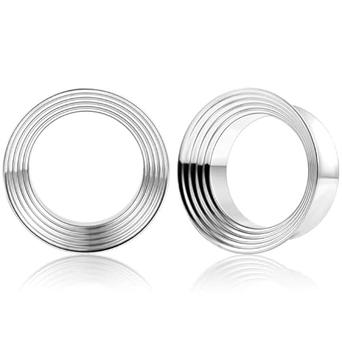 Maxbott 2Pcs Fashion Spiral Ear Plugs Gauges for Ears Gauges Body Jewelry, Ear Tunnels Gauge Earrings, Hypoallergenic Stainless Steel 316L Ear Stretching Expander(Silver, 12mm(1/2"))