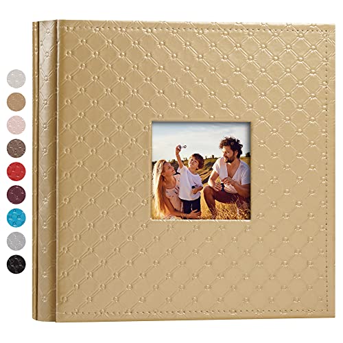 Mublalbum Small Photo Album 4x6, 200 Pockets, Leather Cover, Gold