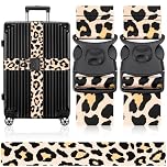 MOTONG 2 PCS Leopard Print Luggage Straps Adjustable Suitcase Straps Personalised Luggage Straps Suitcases Heavy Duty Suitcase Belts Thickened Luggage Belt with Quick Release Buckle