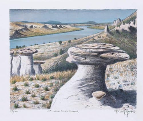 Monte Dolack - Missouri River Breaks Hand Drawn Lithograph w/Additional Hand Coloring