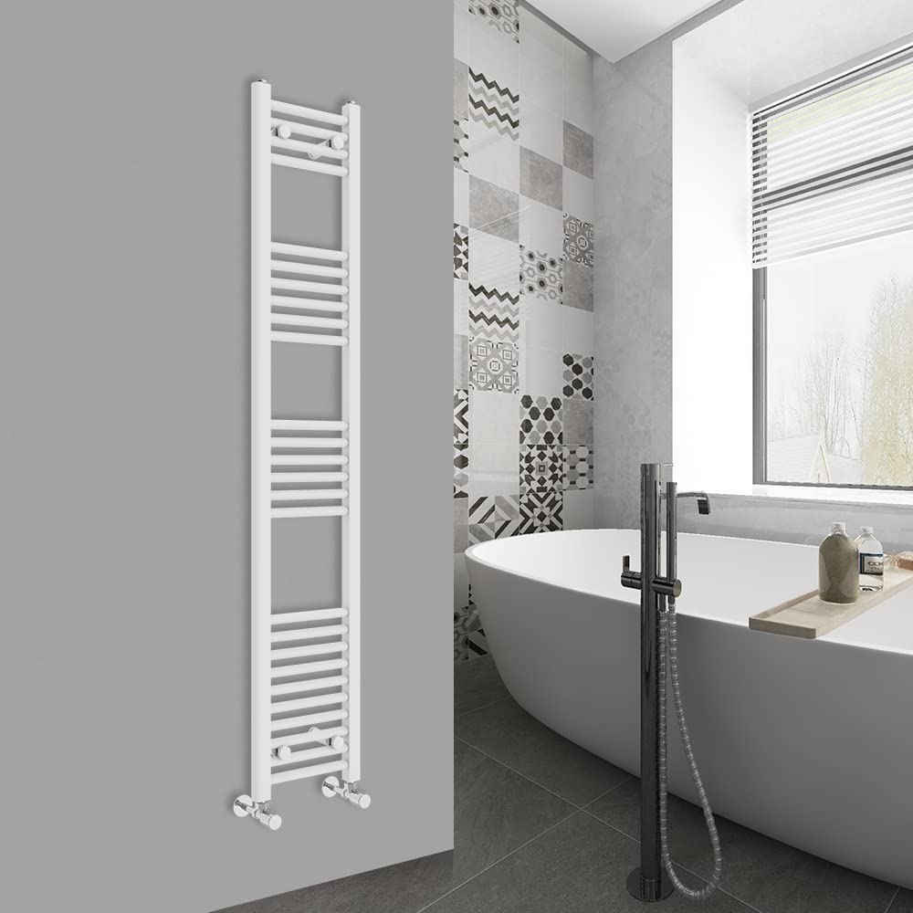 Warmehaus Straight Bathroom Heated Towel Rail Ladder Radiator White 1600x300mm