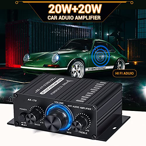 image for Facmogu AK170 20W+20W Mini Car Power Amplifier with DC 12V 3A Power Ad