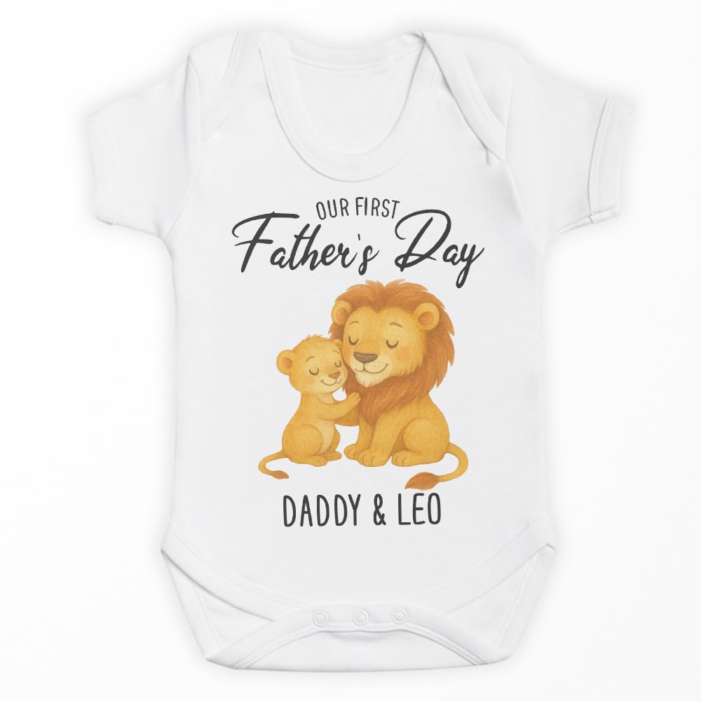 The Gift Project PERSONALISED Our First Father's Day - Baby Bodysuit - Lions