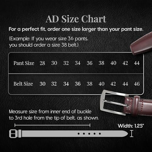 Image of Genuine Leather Dress Belts For Men - Mens Belt For Suits, Jeans, Uniform With Single Prong Buckle - Designed in the USA