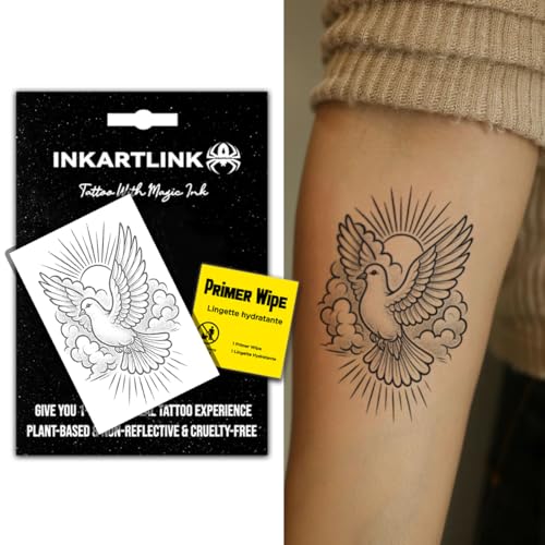 INKARTLINK Semi-Permanent Tattoos, creative animal party simple tattoo, exquisite realistic design, interesting tattoo experience, cruelty-free, non-reflective, waterproof (Peace Dove 3)