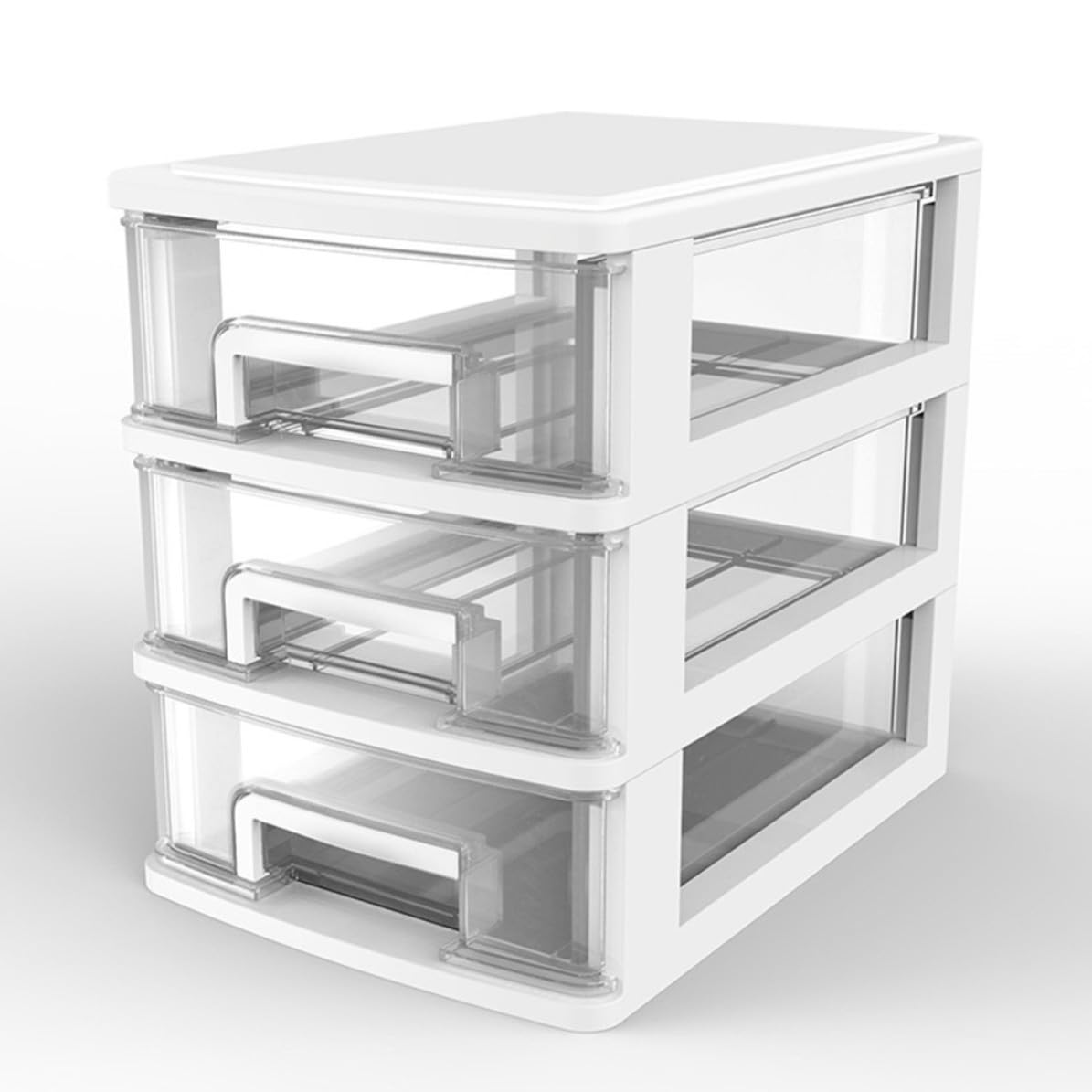GALPADA Cassettiere Componibili in Plastica Bianca Tre Strati e Design a Cassetti, Multifunzionale e Comoda per L'organizzazione in Soggiorno e Ufficio