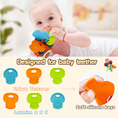 Baby Teething Toys, Toddler Sensory Learning Car Key Teether Toy with Music & Light, Musical Baby Toys 0 3 6 9 12 18 Months for Travel, Birthday Gifts for Baby Boys Girls 6 to 12 Months 1 One Year Old - Image 3