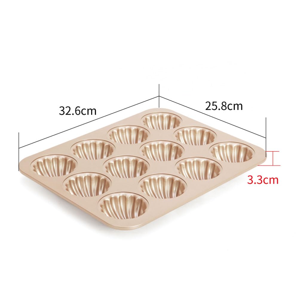 CANDeal Espesar Molde De Madeleine De Acero Al Carbono Molde Para Pasteles,Molde De Madeleine De Concha Esférica Antiadherente Para Hornear En Horno,Utensilios Para Hornear Madeline De 12 Cavidades