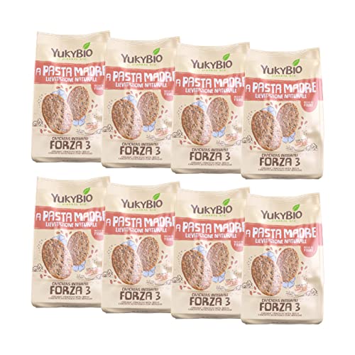 YukyBio, Crackers 'Forza 3', Crackers Integrales con Semilla de Amapola, Lino y Chia, Fuente de Fibras, 100% Made in Italy, 8X250 g