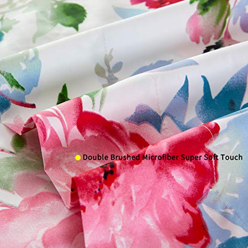 Image of JSD Watercolor Rose Floral Printed Sheet Set Twin Size | 3 Piece Soft Botanical Microfiber Sheets, OEKO-TEX Certified, Easy Care