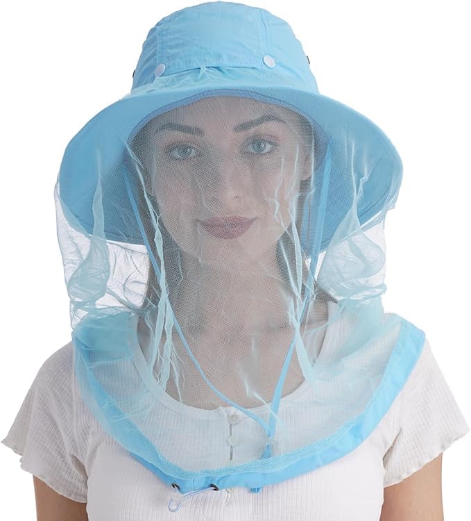 Image of USHAKE Head Net Hat, Safari Hat Sun Hat Bucket Hat with Hidden Net Mesh