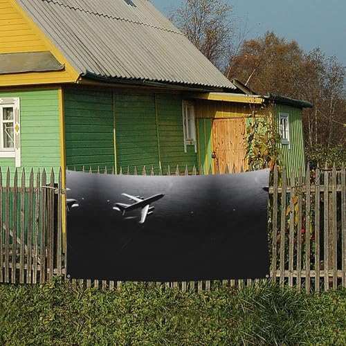 MINDBBDFJ Plane Flying Over The Sea Print Banners And Signs For Outdoor/Indoor,Personalized Banner Customizable Parties Halloween Banner (180x90cm)4