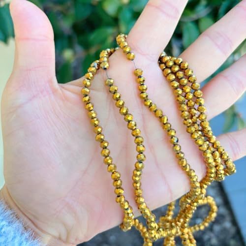 Image of 1000pcs Czech Faceted Rondelle Crystal Glass Beads 4mm Small Tiny Bulk Gold Aurum