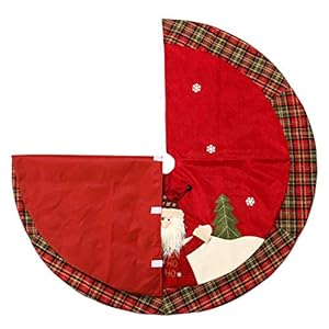 Sunnyglade 48" Christmas Tree Skirt Double-Layer Design Santa Pattern Burlap Christmas Tree Skirt with Buffalo Plaid Edges for Xmas Holiday Decorations (Plaid) Sunnyglade 48 Christmas Tree Skirt Double Layer Design Santa Pattern Burlap Christmas Tree Skirt with Buffalo Plaid Edges for Xmas Holiday Decorations Plaid