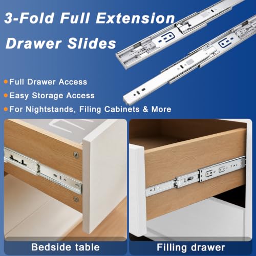16 inch Soft Close Drawer Slides 6 Pairs (12 Pcs) Heavy Duty Cabinet Side Mount Drawer Slides 3-Fold Full Extension Ball Bearing 45 LB Capacity by RESIDESY - Used condition - Image 4