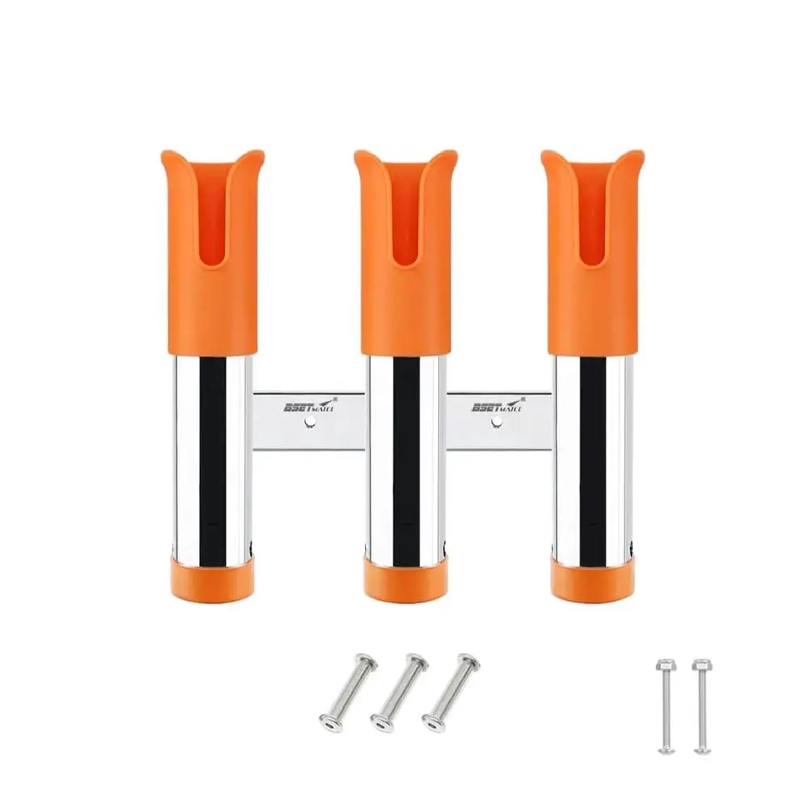 XCTDSVAH Fishing Rod Holders For Boat Stainless Steel 3 tubes Link Slotted Rod holders Boat Fishing Rack Holder Portable Pole Tube Mount Bracket Socket(Orange With Rivet)