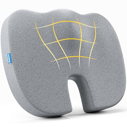 Image of ComfyHug Memory Foam Coccyx Seat Cushion – Orthopedic Chair Pad for Tailbone, Sciatica & Back Pain Relief | Ideal for Office Chairs, Car Seats & Home Use | Washable Cover (18 x 14 x 2.5 Inch)