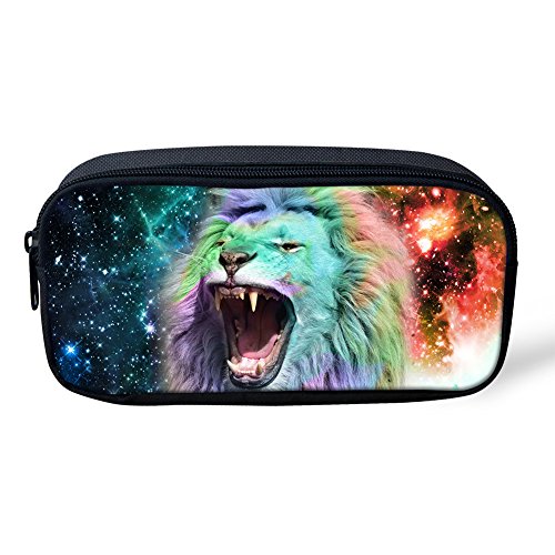Showudesigns Estudiante lápiz bolsa pluma caso niños escuela papelería con cremallera Galaxy Lion