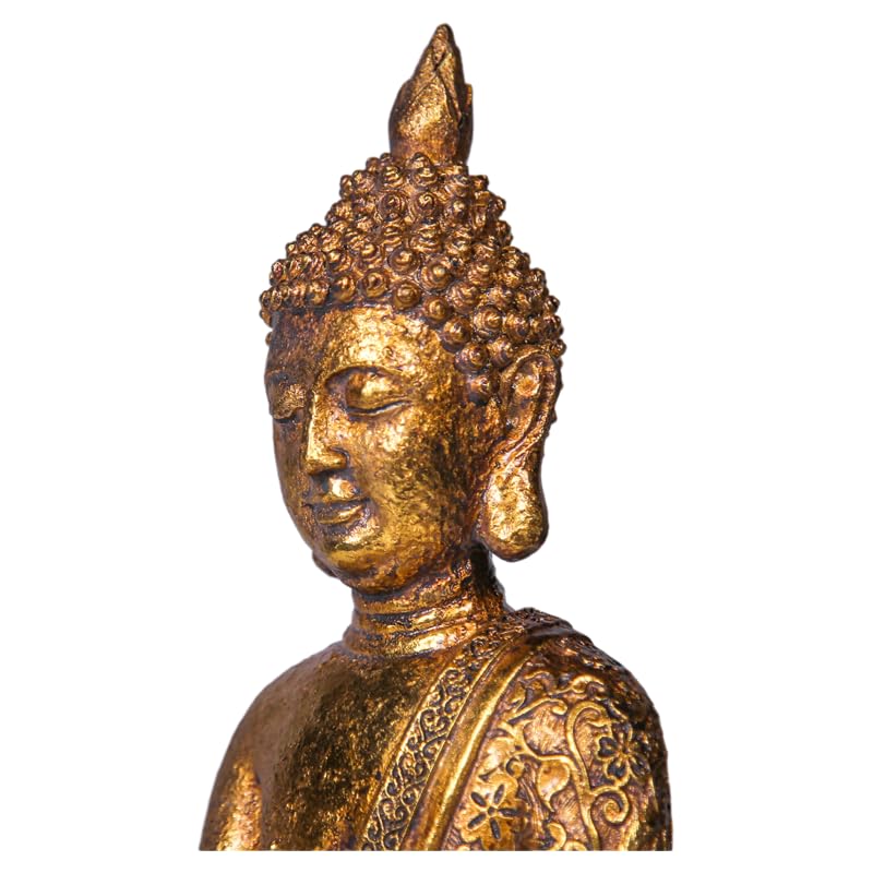 Estatua de Buda Sentado de Resina Dorada 11.42 in miniatura 3