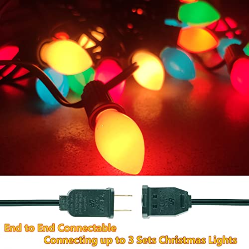 Wxuean C7 Christmas Lights Outdoor, 25Ft Multicolor Christmas String Lights 25 Ceramic Colorful Bulb Lights, Outdoor Hanging Vintage String Lights For Patio Holiday Christmas Party Decorations #TOP2