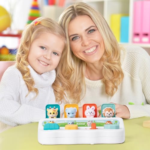 Image of Animals Pop Up Toy - Interactive Funny Activity Pop Up Toys Early Learning Montessori Developmental Cause and Effect Color Sorting for Toddlers 18 Months+ Boys Girls