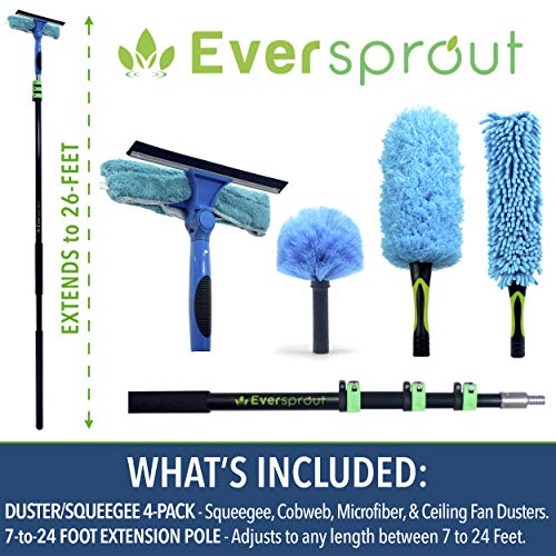 image for EVERSPROUT 7-to-26 Foot 4-Pack Duster Squeegee Kit with Extension Pole