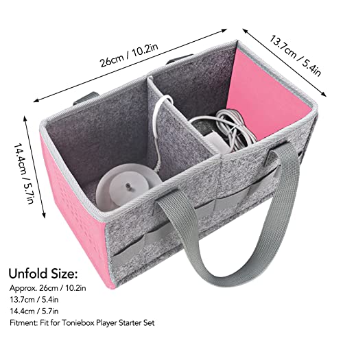 SPYMINNPOO Portable Carrying Storage Bag, Foldable Travel Organizer with Side Cutouts & Elastic Straps(Pink) - Image 2