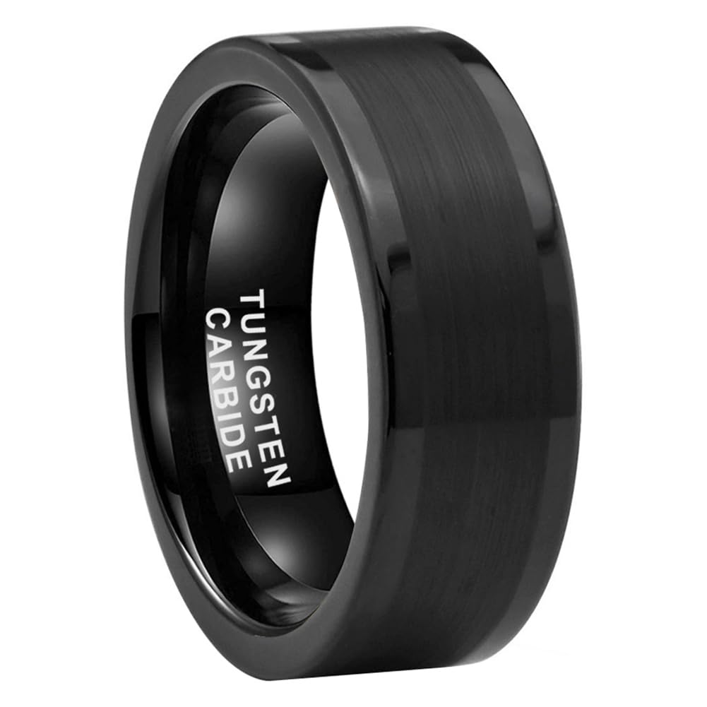 8mm Silver/Black/Gunmetal/Gold Tungsten Rings for Men Women Fashion Engagement Wedding Bands Matte Polished Pipe Cut Comfort Fit