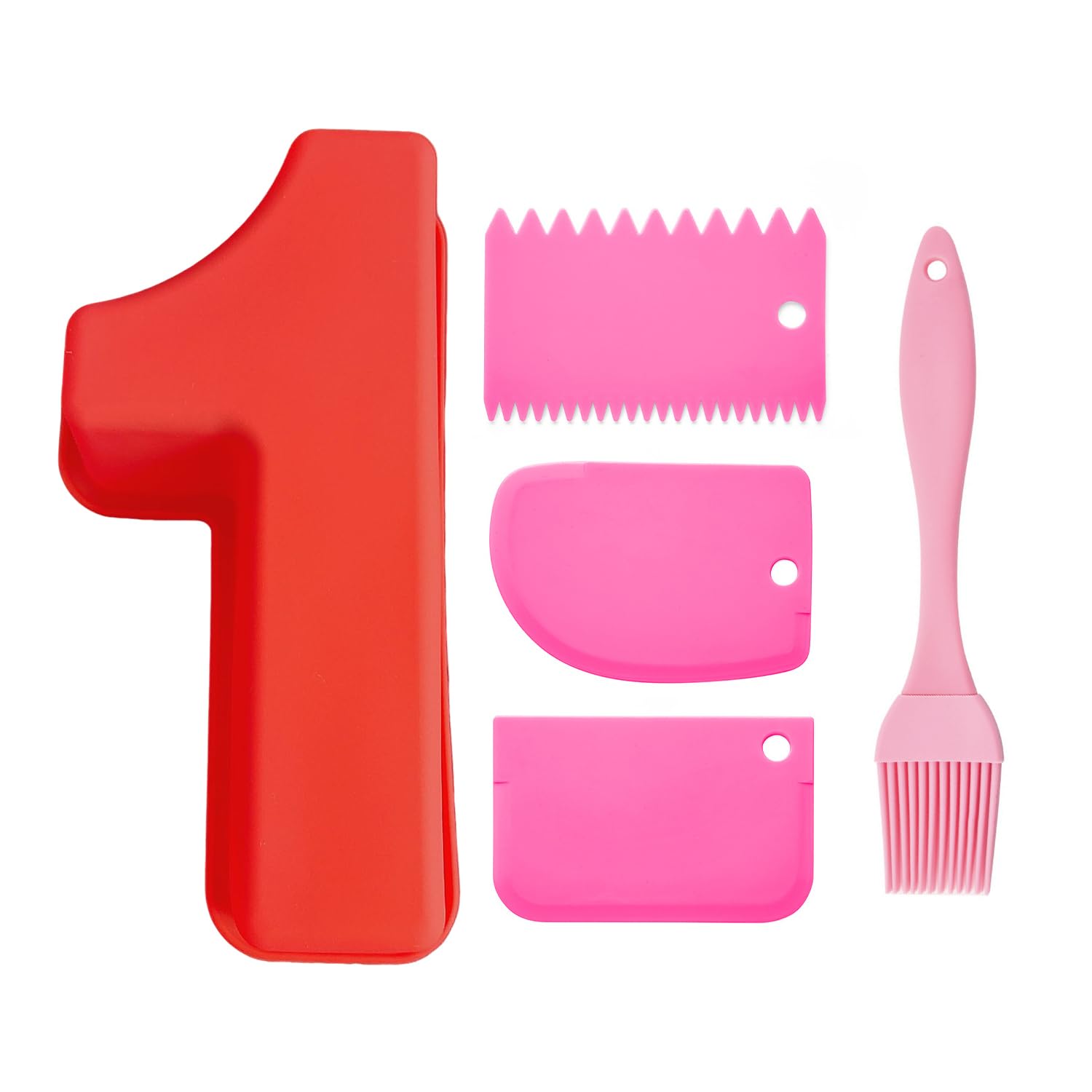 TVSVKWE 1 Piece Number 1 Mold, 3 Piece Scraper And 1 Piece Oil Brush, Silicone Mold, Cake Making Tools, Kitchen Tools, Baking Accessories.
