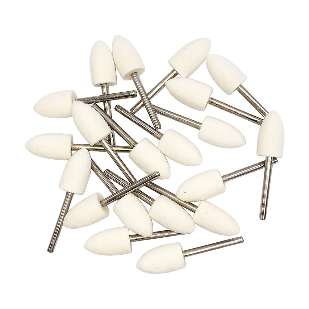 30 Pcs 3 mm Shank Wool Felt Polishing Bits Points Cone Shaped Polishing Wheel Rotary Tool Polishing Bits Buffing Wheels for Drill