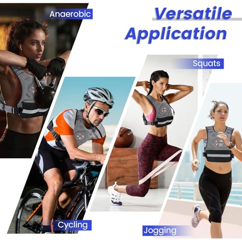 Image of VBSD Adjustable Weighted Vest for Women Men 4-10lb /11-20lb /20-32lb Vest with 6 Ironsand Weights Body Weight Vest with Reflective Strip for Running Walking Strength Training Workouts
