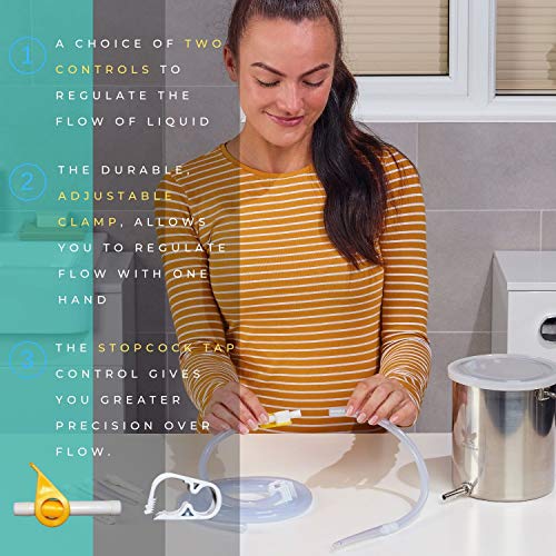 Kit de Enema Medisencial – Adequado para Café, Água e Terapia Gerson – Balde de Aço Inoxidável – Gra