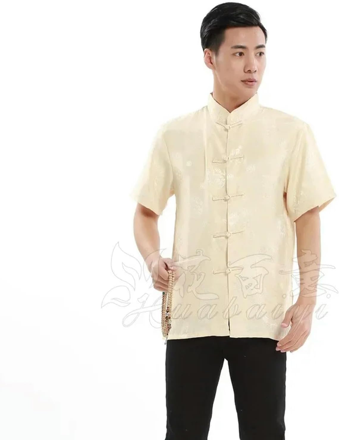 5 Color Chinese Traditional Men Short Sleeved Shirt Ethnic Casual Printing Tang Suit Cosplay Costume Clothes Tops
