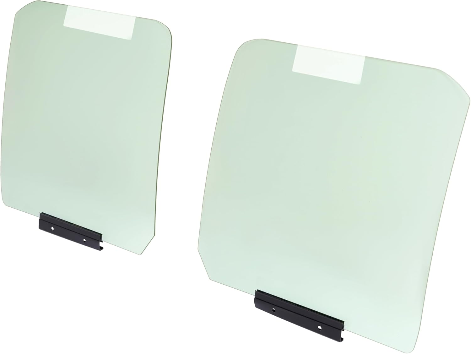 HECASA Front Pair Door Window Glass Compatible with 1987-1996 Ford F-150/Bronco, 1987-1997 Ford F-250, 1987-1998 Ford F-350, Light Green Tempered Glass & Steel Driver & Passenger Side