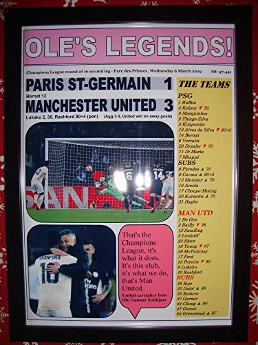 Sports Prints UK PSG 1 Manchester United 3-2019 Champions League - Framed Print