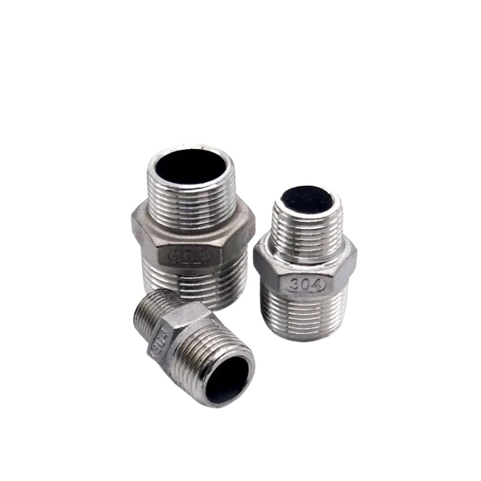 Coupling, Stainless Steel Hex Nipple,Hex Nipple Union 304 Stainless Steel Pipe Fitting Connector Water Oil Male to Male Thread Brass Hose